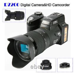 1x D7200 33MP HD 1080P Digital Camera +3 Lens +LED light DSLR Video Recording