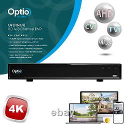 4K 8MP Optio DVR XVR CCTV System Digital Video Recorder 8 Channel HDMI BNC UK