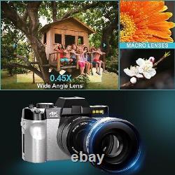 4K Digital Camera 48MP 16X Autofocus Video Camera with 2 Batteries For Youtube