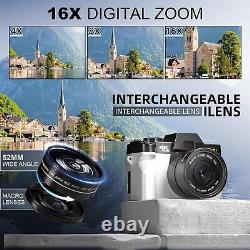 4K Digital Camera 48MP 16X Autofocus Video Camera with 2 Batteries For Youtube