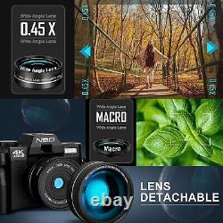 4K Digital Camera 48MP with Microphone 3-Color Filter Wide-Angle&Macro Lens