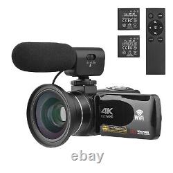 4K Digital Video Camera WiFi Camcorder DV Recorder 56MP 18X Digital Zoom 3 Inch