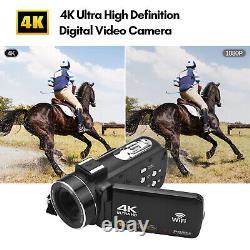 4K Digital Video Camera WiFi Camcorder DV Recorder 56MP 18X Digital Zoom H V2H3
