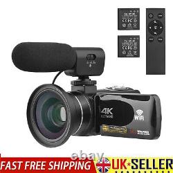 4K Digital Video Camera WiFi Camcorder DV Recorder 56MP 18X Digital Zoom WithBag