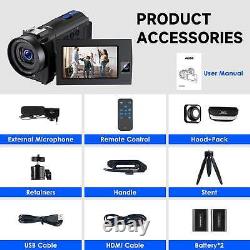 4K Digital Video Camera YouTube Vlogging Audio Recorder 16X Zoom Camcorder 56MP