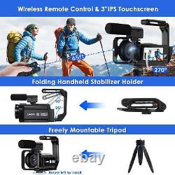 4K Video Camera, 56MP Photo 30FPS Dual Lens Recorder, Digital Camcorder Vlogging