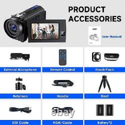 4K Video Camera WiFi Dual Lens Vlogging Audio Camera 16X Digital Zoom Camcorder