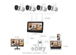 4 Camera System 4CH Wireless Wifi 12 LCD Monitor CCTV 1500TVL Security NVR UK