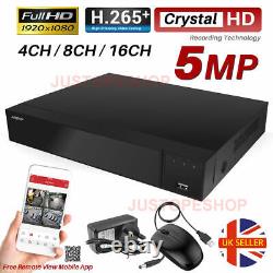 5MP CCTV DVR Recorder 4 8 16 Channel Security Video UHD 4K HDMI With Hard Drive