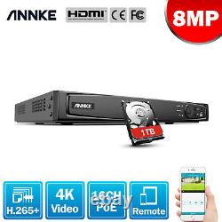 ANNKE 8CH 8MP 4K CCTV Video Recorder NVR Remote for Home Security PoE System 1TB