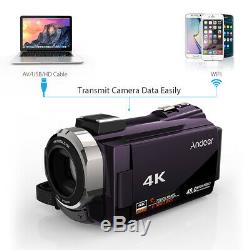 Andoer 4K 1080P 48MP WiFi Digital Video Camera Camcorder Recorder with Lens + Mic
