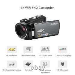 Andoer HDV-AE8 4K Digital Video Camera Camcorder DV Recorder 30MP 16X D9D4