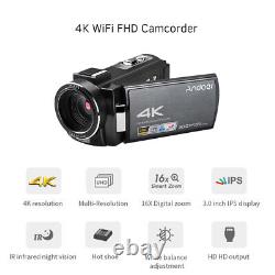 Andoer HDV-AE8 4K Digital Video Camera Camcorder DV Recorder 30MP 16X R0B3