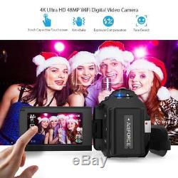 Andoer WiFi 4K HD 48MP Digital Video Handy Camera Camcorder Recorder DV DVR Mic