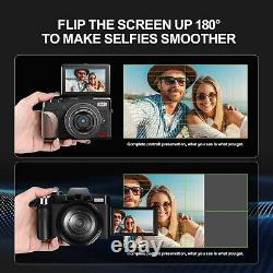 Digital Camera 4K 16X 56MP Flip Screen Autofocus Camcorder for YouTube Beginner