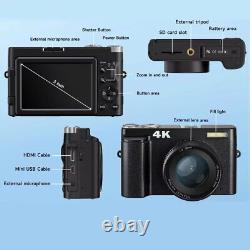 Digital Camera 4K 48MP 3'' Screen Anti-shake Compact Video Camera with 32GB Card