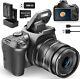 Digital Camera 4k 64mp 40x Zoom Video Camera For Youtube With Flash Wifi 32gb Tf