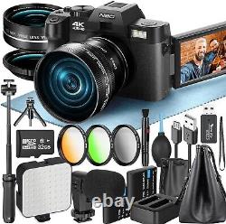 Digital Cameras 4K 48MP 3'' Screen With 32GB sd card charger Tripod Grip YouTube