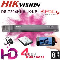 Hikvision DVR 4 Channel CCTV Recorder TVI Turbo HD, PoC Power 4CH 4MP, 8MP 4K UK