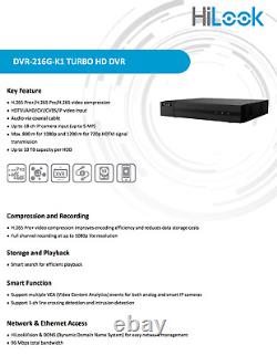Hikvision HiLook DVR-216G-K1 16-ch 1080p Lite 1U H. 265 DVR