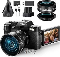 NBD Digital Cameras 4K 16X 48MP Camcorder AutoFocus WiFi with 32GB SD Photography