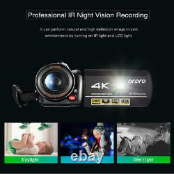 ORDRO AC3 4K WiFi Digital Video Camera Camcorder 24MP 30X Zoom IR DV Recorder UK