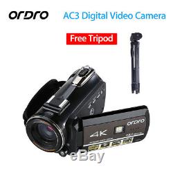 ORDRO AC3 HD 4K Wifi LED Digital Camera Video Record Hot Shoe with VCT-520 Tripod