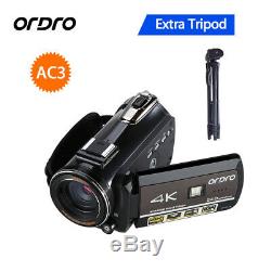 ORDRO AC3 HD 4K Wifi LED Digital Camera Video Record Hot Shoe with VCT-520 Tripod
