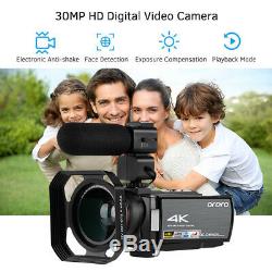 ORDRO HDV-AE8 4K WiFi Digital Video Camera Camcorder DV Recorder 30MP 16X F7T9