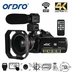 ORDRO WiFi 4K ULTRA HD 24MP 30X ZOOM Digital Video Camera Camcorder DV Recorder#