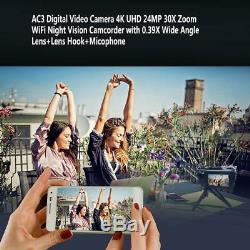 ORDRO WiFi 4K ULTRA HD 24MP 30X ZOOM Digital Video Camera Camcorder DV Recorder#