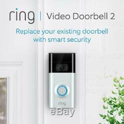 Ring Doorbell 2 HD Video (2-Way Talk) Motion Detect Built-in Wi-Fi & Camera NEW