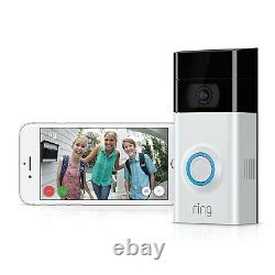 Ring Video Doorbell 2 1080p HD Wire Free Security Camera Night Motion Vision