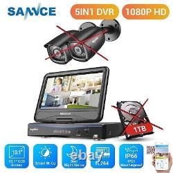 SANNCE 10.1 LCD Monitor 1080p HD 5in1 HDMI DVR HD Recorder Security CCTV System