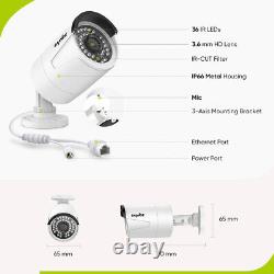 SANNCE 3MP CCTV Security Camera System 8MP 8CH Video POE IP NVR Outdoor Audio in