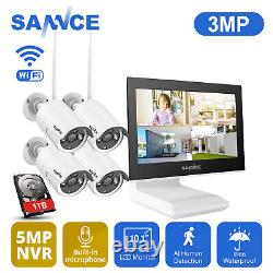 SANNCE 3MP Wireless CCTV Camera System 4CH 10.1LCD Monitor NVR Home Security