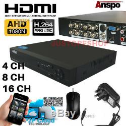 Smart CCTV DVR 4 8 16 Channel AHD 1080N/1080P Video Recorder HD VGA HDMI BNC UK