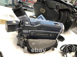 Sony Digital 8 Video Camera Recorder Case Book Charger 3 Batteries Dcr-trv340
