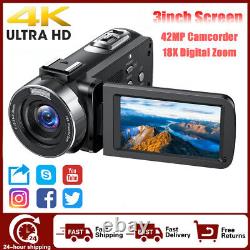 UHD Digital Video Camera 4K 42M 18X Camcorder YouTube Vlogging Wedding Recorder