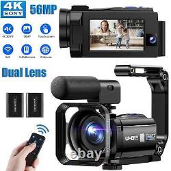 Video Camera 4K Camcorder 56MP Digital Vlogging Recorder Touch Screen Dual Lens