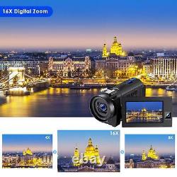 Video Camera 4K Camcorder 56MP Digital Vlogging Recorder Touch Screen Dual Lens