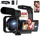 Video Camera Camcorder Dual Lens For Youtube With External Microphone, Stabilizer