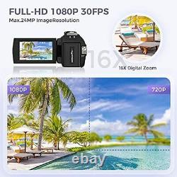 Video Camera Camcorder, Full HD 1080P Digital YouTube Vlogging Camera Recorder, V