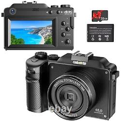 Vmotal Digital Camera 4K, UHD 48MP Photo 4K Video Recorder, Dual Lens Camera
