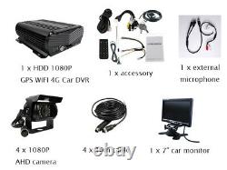 WIFI GPS 4G 1080P AHD 2TB HDD Car DVR Mobile MDVR Video Record IR Camera Monitor
