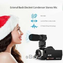 WiFi 4K 16X Digital Video Camera Camcorder+Microphone+Wide Angle Len DV Recorder