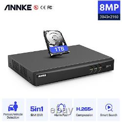 ANNKE 4K 8CH DVR 8MP 5IN1 H. 265+ Enregistreur vidéo CCTV avec détection de personne/ véhicule.