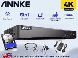 ANNKE 4K DVR 8MP CCTV 8CH Enregistreur vidéo Détection de mouvement Personne / Véhicule HD UK