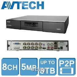 AVTECH 5MP HD DVR XVR 8CH CCTV ENREGISTREUR DE SÉCURITÉ 1080P HDMI CVI TVI AHD Spécifications UK