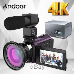 Andoer 4k 1080p 48mp Wifi Caméscope Enregistreur Numérique Avec Objectif + Micro